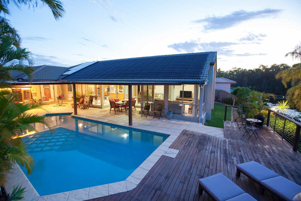 Backyard with swimming pool